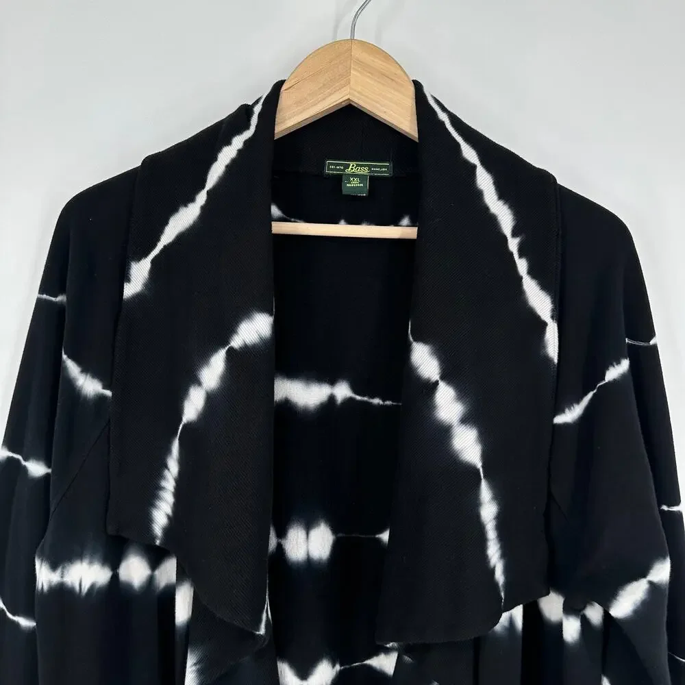 Bass Tie Dye Open Front Cardigan Draped Pocket Sweater Sweatshirt Boho - Picture 2 of 10